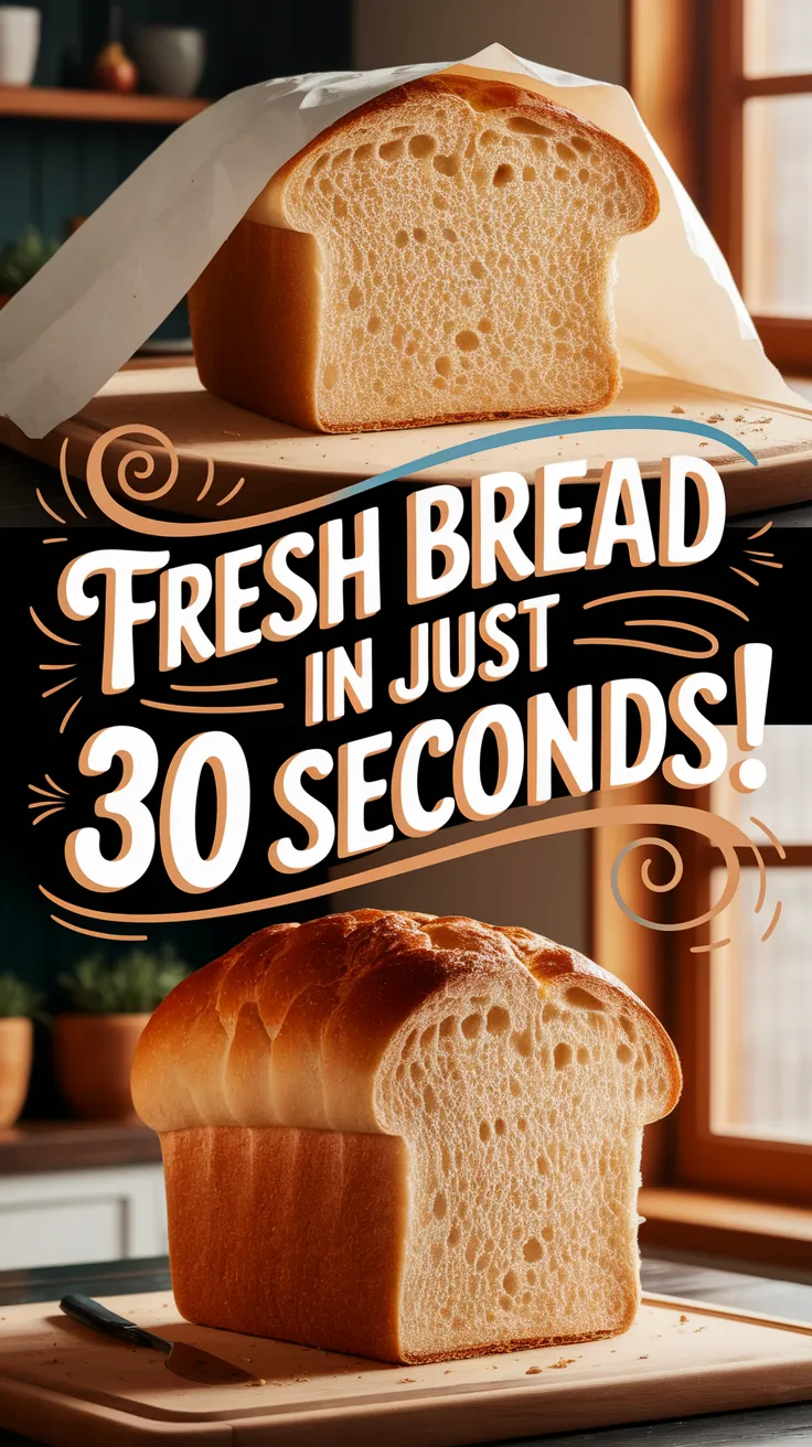 A loaf of bread being revived with a wet paper towel for quick freshness