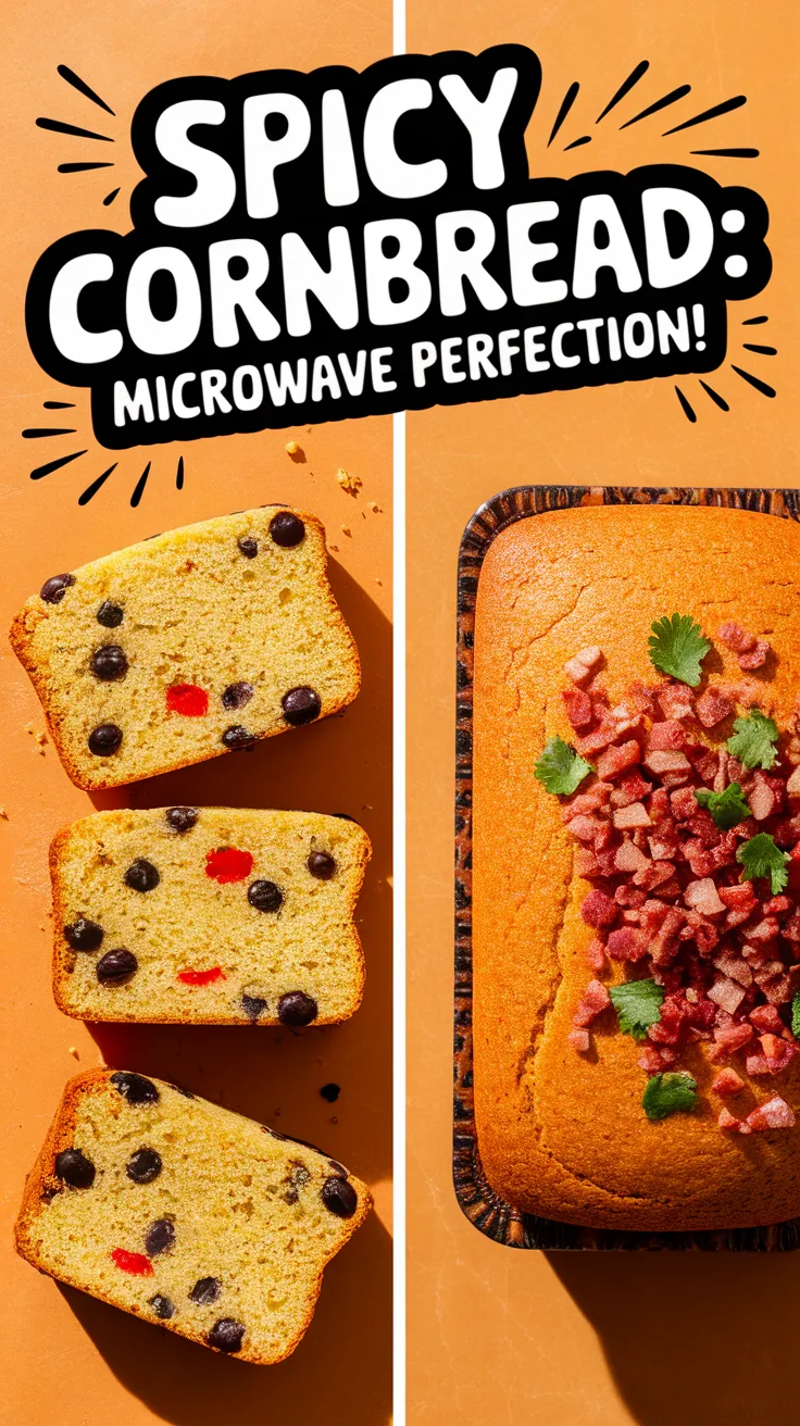 Spicy Black Bean Cornbread slices and a fully baked cornbread, showcasing microwave perfection.