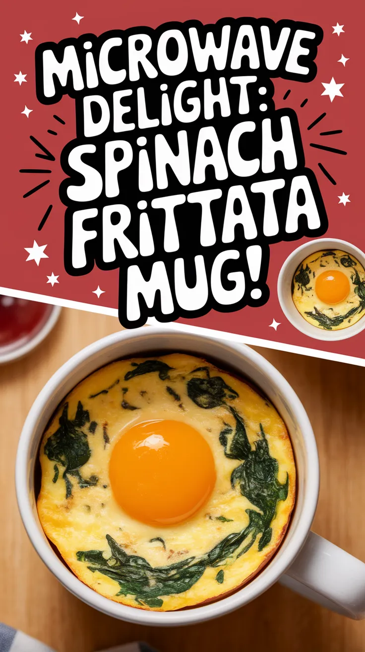 Delicious Spinach Cheese Frittata cooked in a mug for a quick microwave meal.