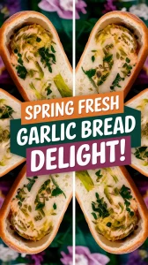 Delicious garlic bread with spring flavors, featuring fresh herbs and a fluffy texture.