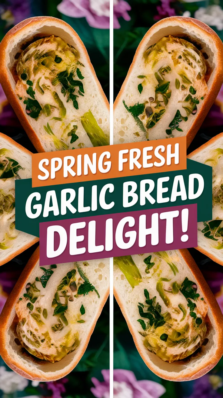 Delicious garlic bread with spring flavors, featuring fresh herbs and a fluffy texture.
