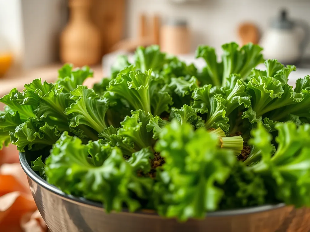 Fresh kale leaves ready for steaming in the microwave