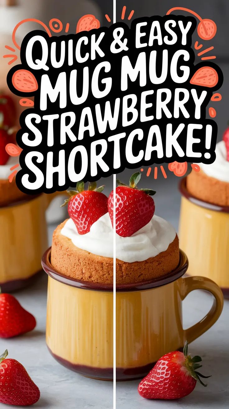 Delicious strawberry shortcake made in a mug, perfect for quick desserts.