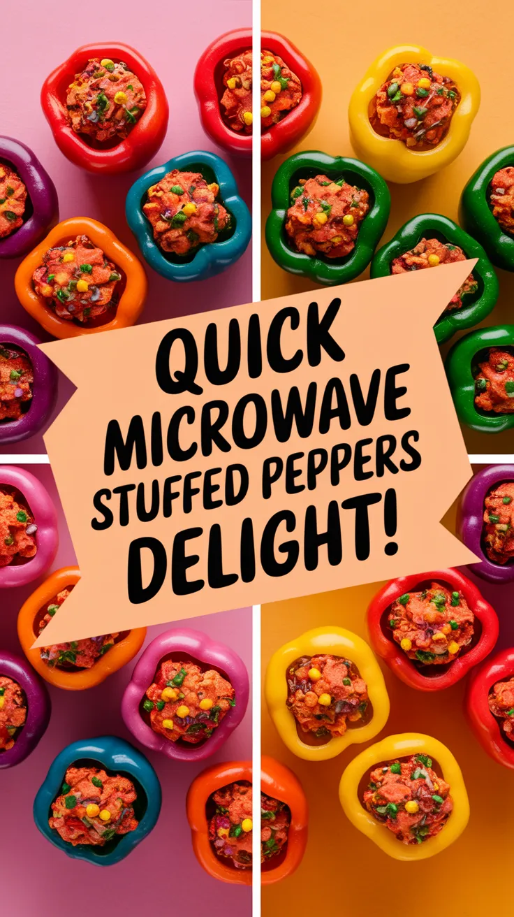 Delicious stuffed rainbow peppers recipe cooked in a quick microwave bake.