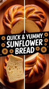 Delicious easy 90-second sunflower bread with a golden crust and soft texture.