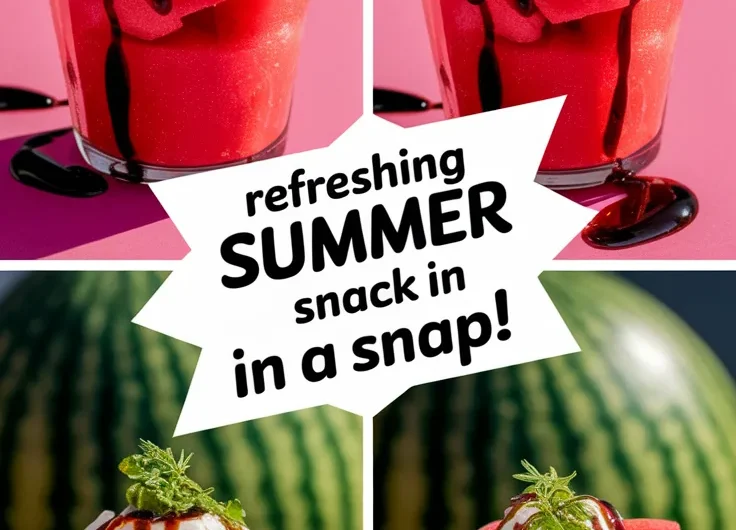 Watermelon & Feta Salad Cups with Microwave Balsamic Drizzle