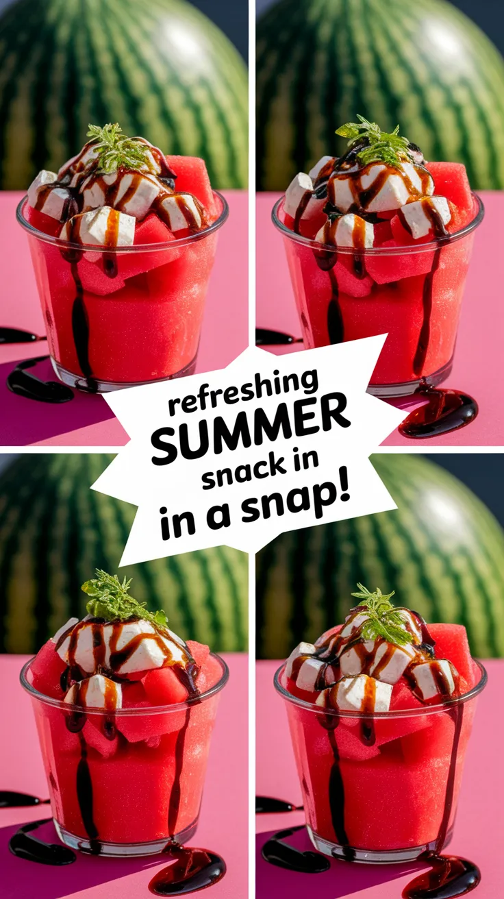 Delicious Watermelon and Feta Salad Cups with Balsamic Drizzle