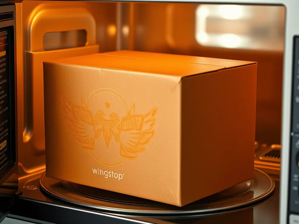 Wingstop container placed inside a microwave, exploring whether it's microwavable.