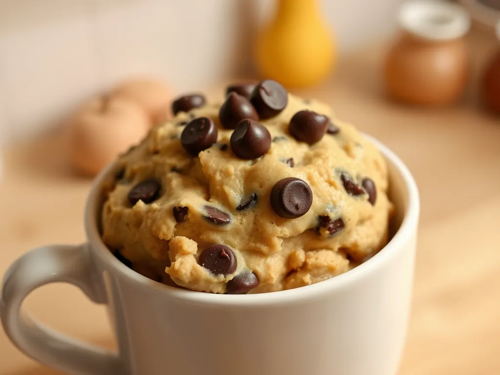 Delicious 2-Minute Microwave Cookie Dough Mug with chocolate chips