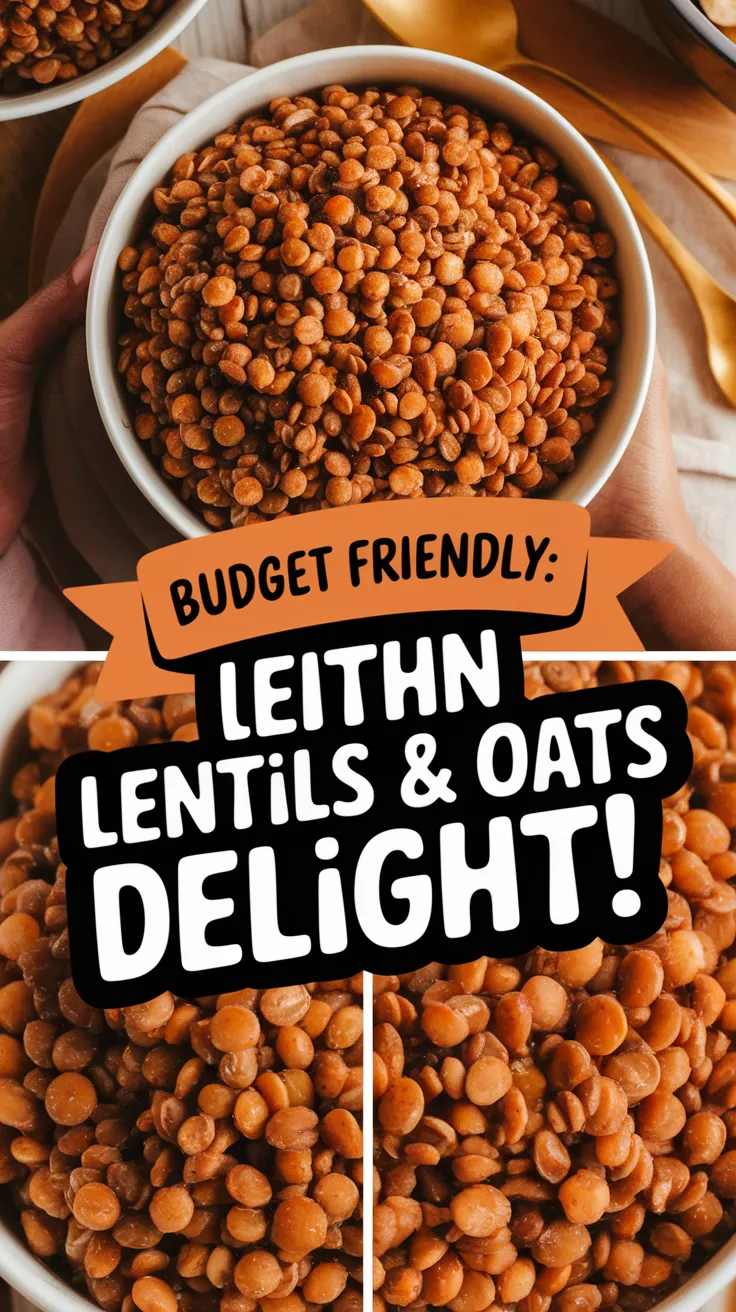 A bowl filled with cooked lentils and instant oat groats, perfect for a cheap meal.