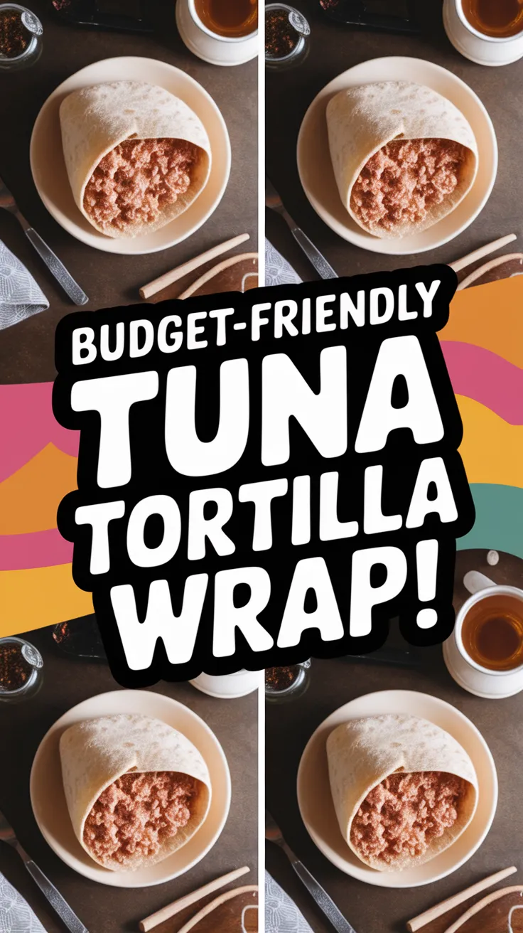 A budget-friendly tuna tortilla wrap prepared in a microwave, showcasing a delicious filling.