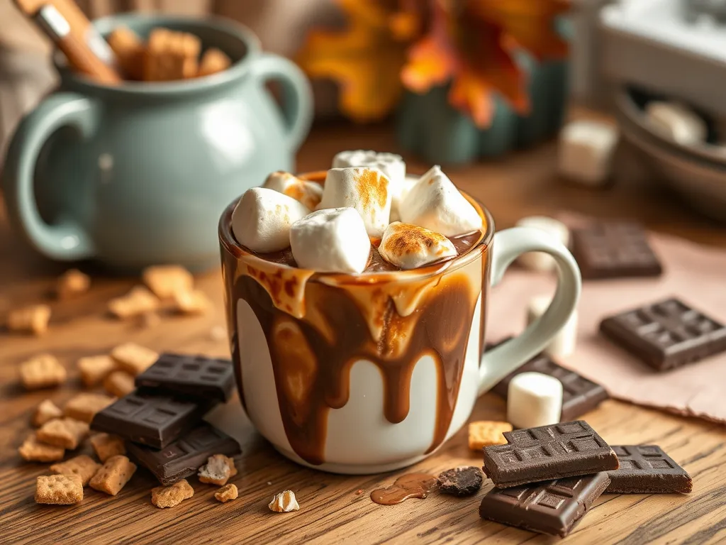 Delicious Campfire Mug Cake with melted chocolate and marshmallows for microwave s'mores style treat.