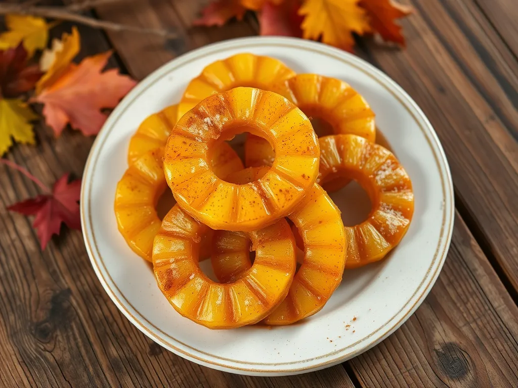 Delicious caramelized pineapple rings on a plate, perfect for microwave-grilling.