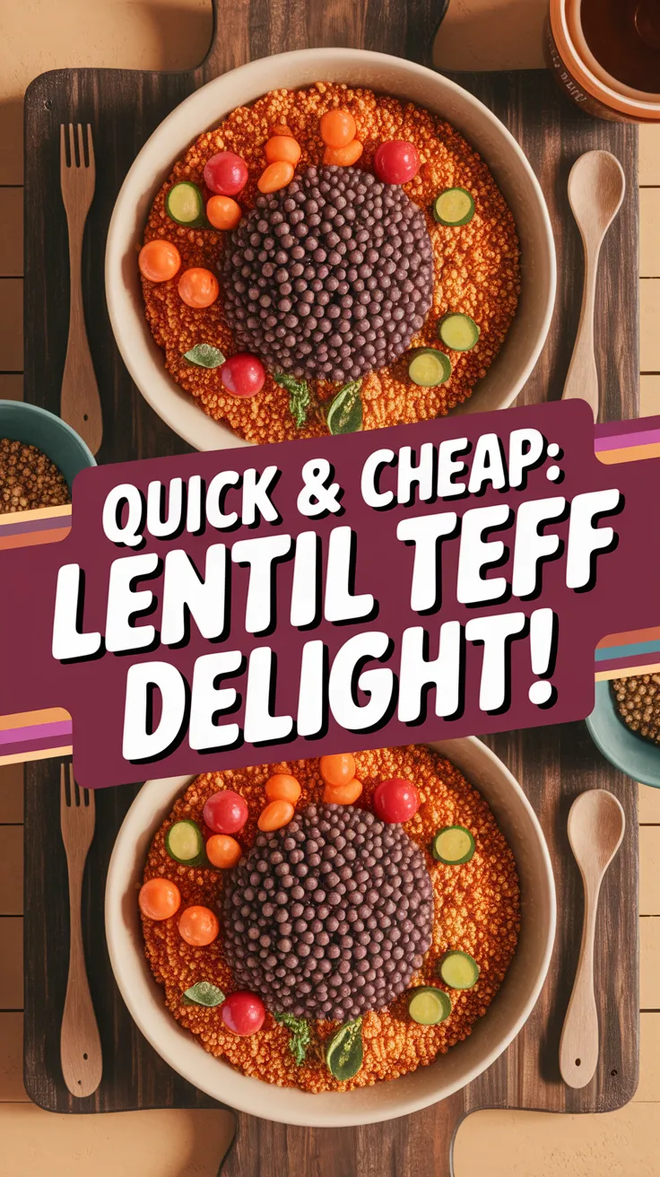 Delicious lentil and instant teff dish, affordable and microwave-ready.