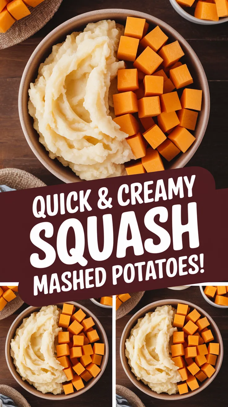 Bowl of creamy instant mashed potatoes with diced squash, perfect for a quick meal.