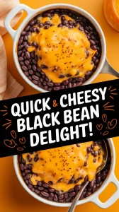 A delicious serving of quick and cheesy black bean and cheese dish, perfect for microwave preparation.