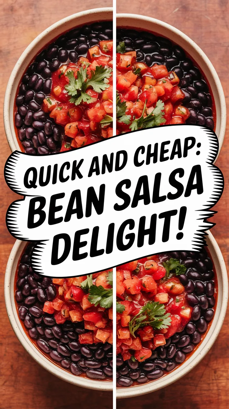 Bowl of canned black beans topped with salsa and cilantro, showcasing a cheap and easy meal option.