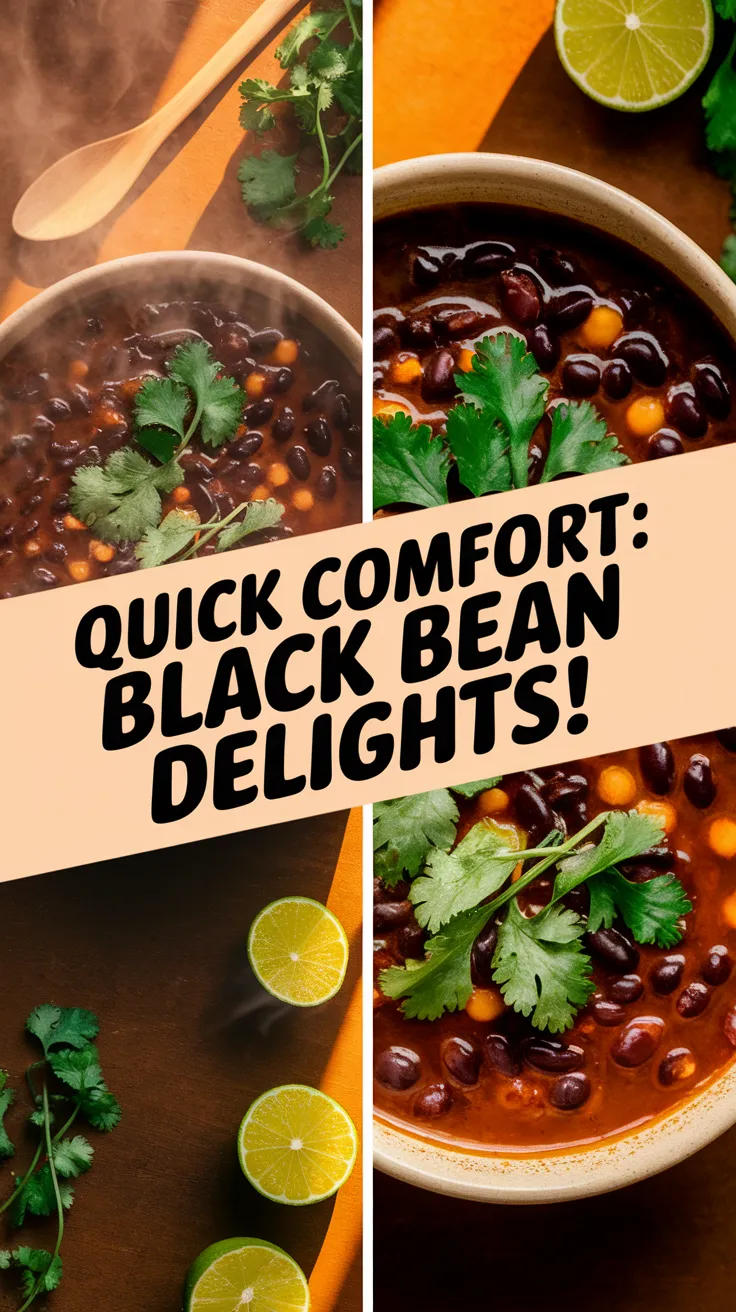 Delicious cheap microwave canned black bean soup with lime and cilantro