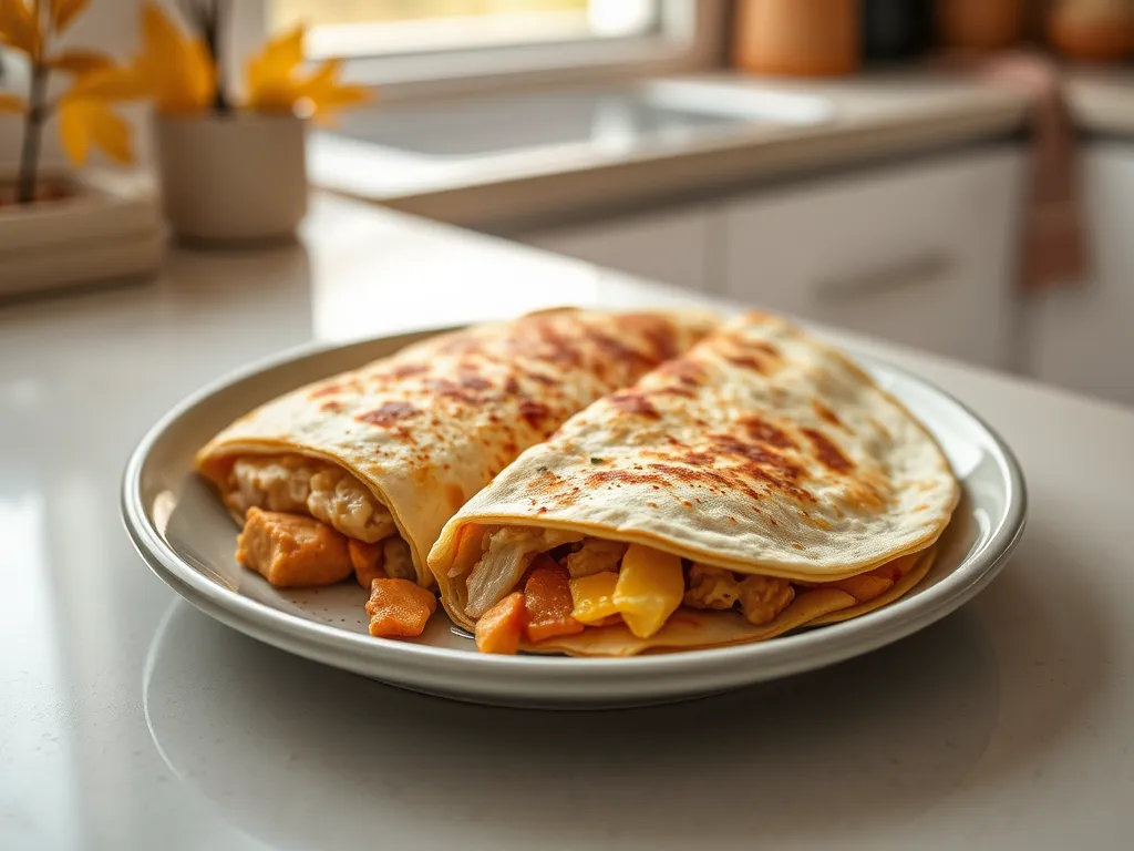 Delicious cheap microwave canned chicken quesadilla served on a plate