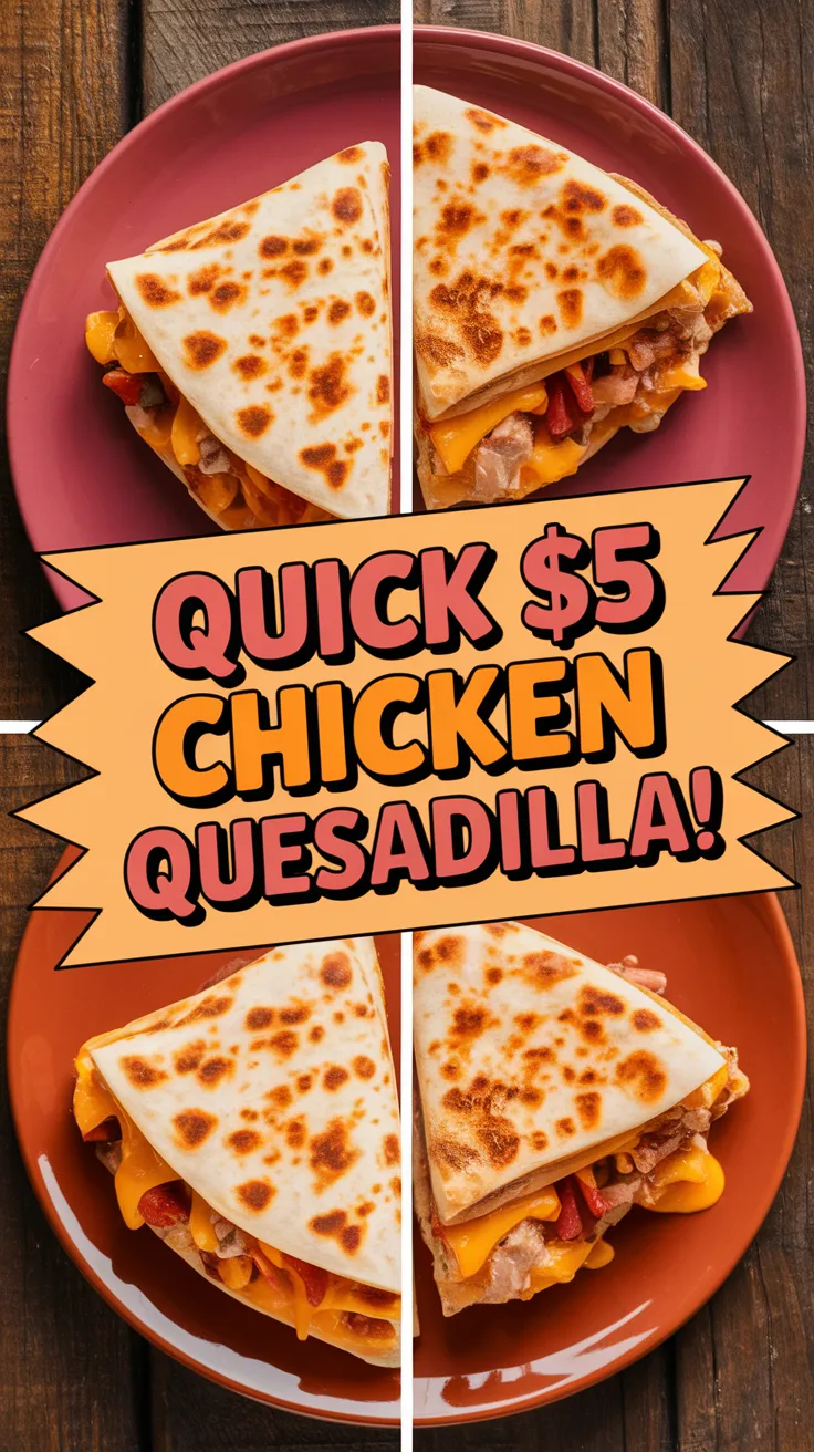 Delicious cheap microwave canned chicken quesadilla served on colorful plates