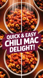 Delicious bowl of chili mac ready for a quick microwave meal.