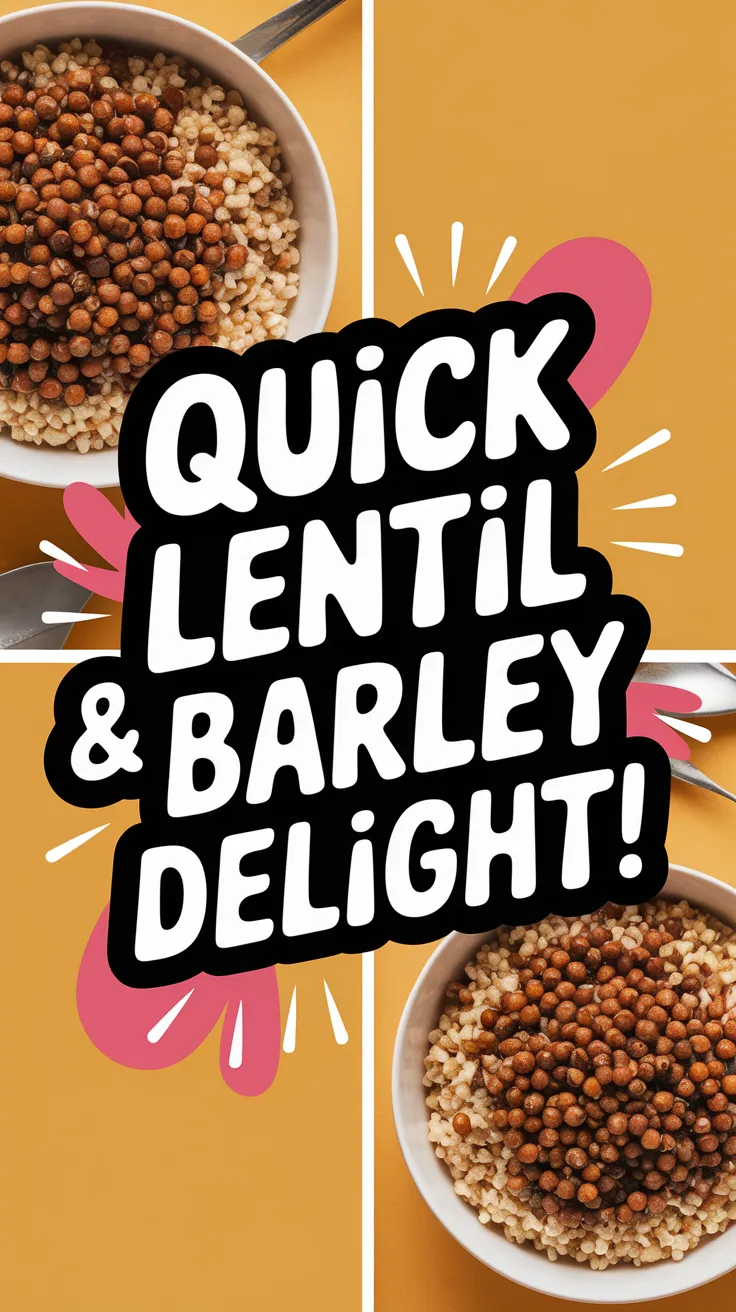Bowl of quick lentil and instant barley dish, perfect for a fast meal.