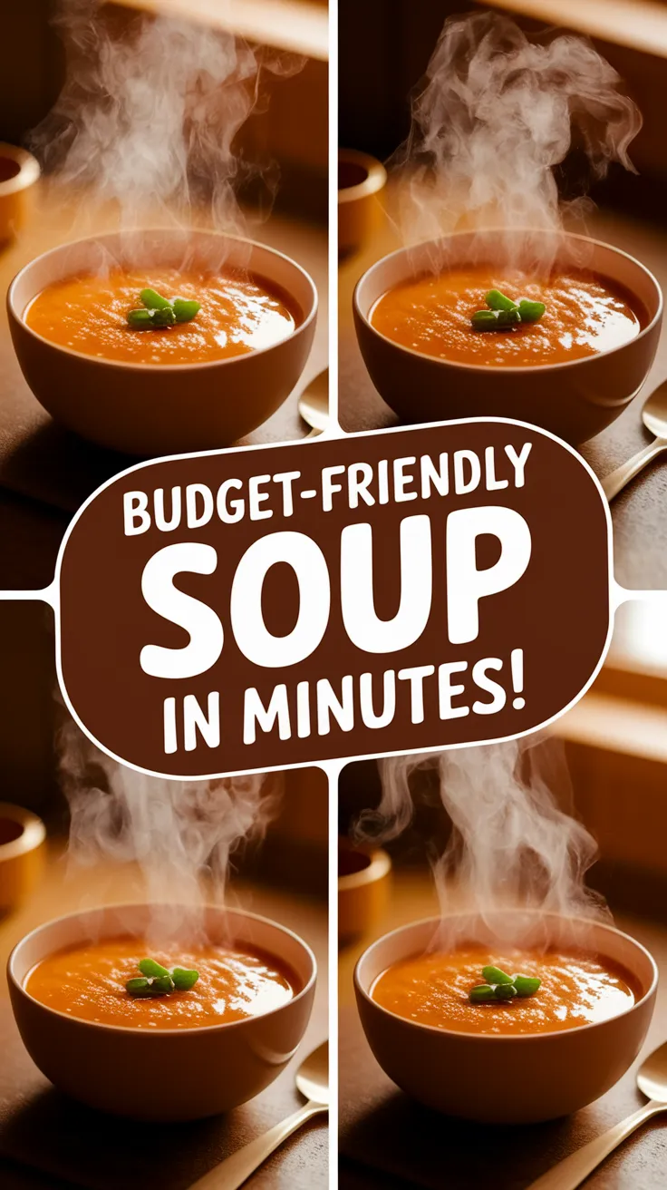 A steaming bowl of budget-friendly microwave canned soup with instant spelt, ready in minutes