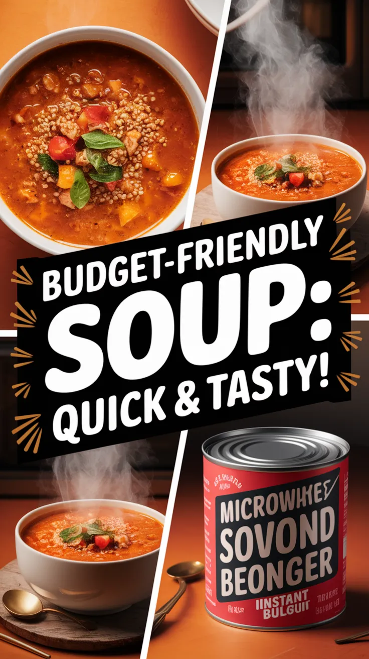 Delicious budget-friendly microwave canned soup served with instant bulgur