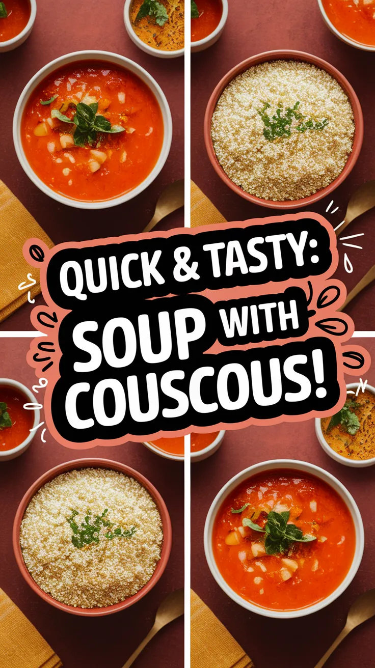 Bowl of cheap microwave canned soup served with instant couscous