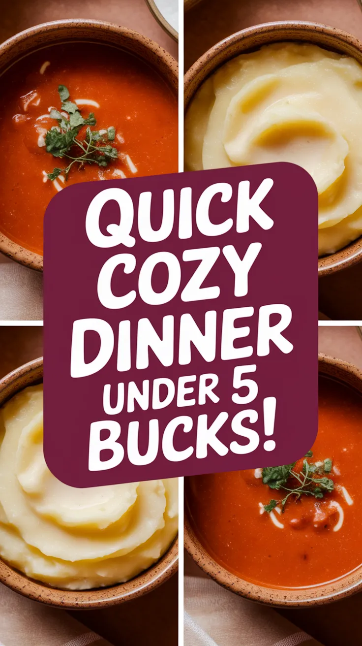 Delicious microwave canned soup with instant mashed potatoes for a budget-friendly meal.