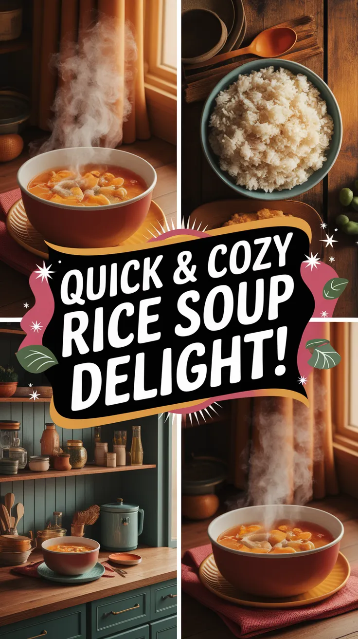 Delicious microwave canned soup with instant rice, perfect for a quick meal.