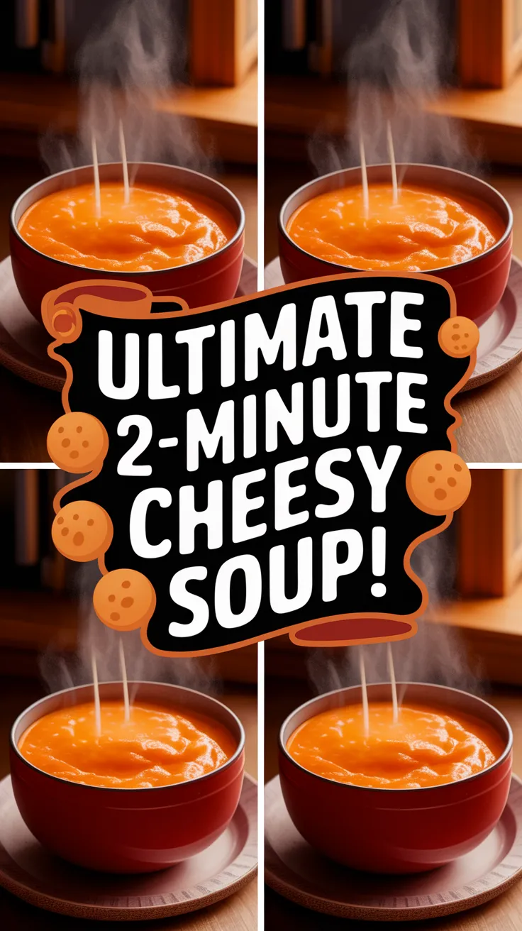 Delicious microwave canned soup with cheese served in a bowl