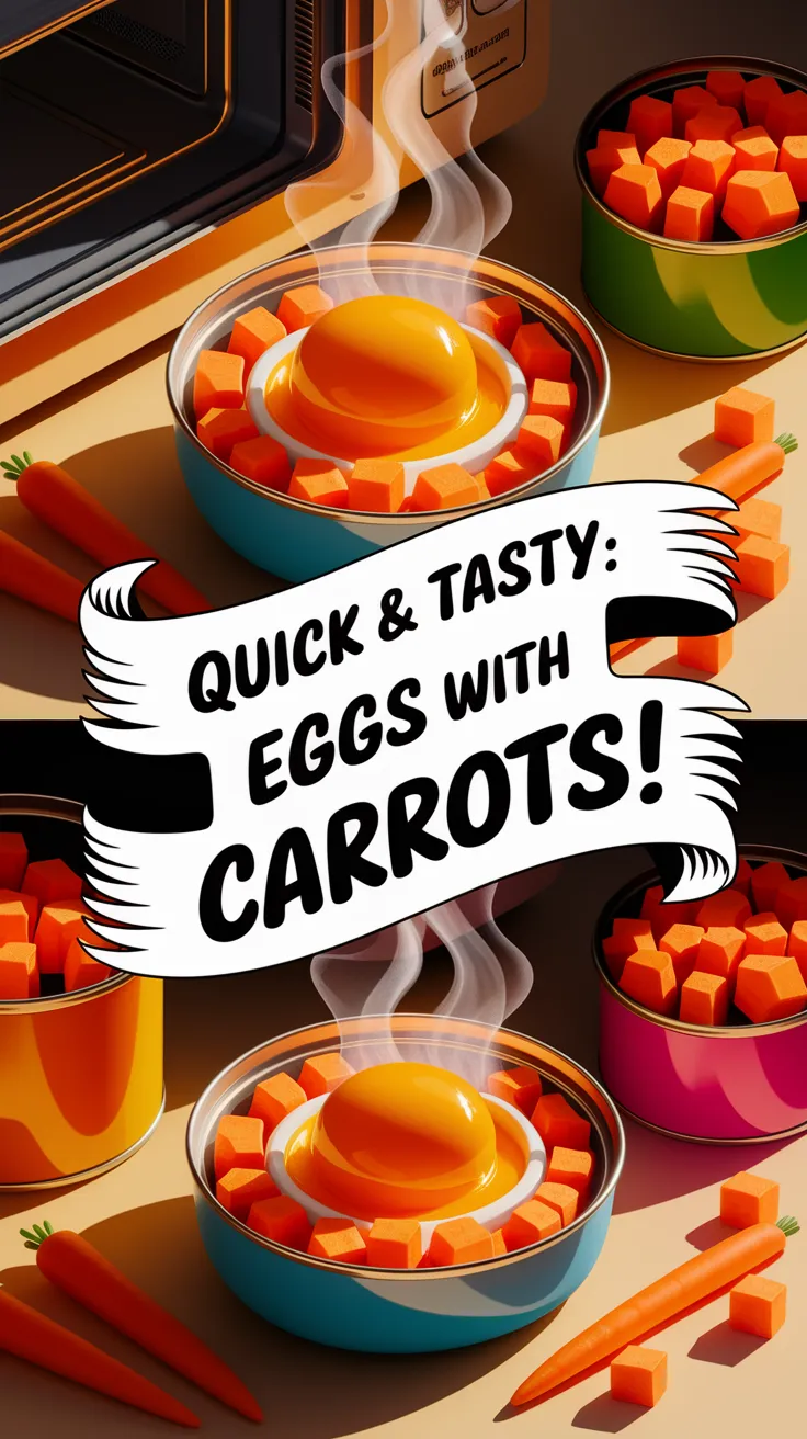 Cooked microwave eggs with diced carrots in bowls, showcasing a simple and affordable meal.