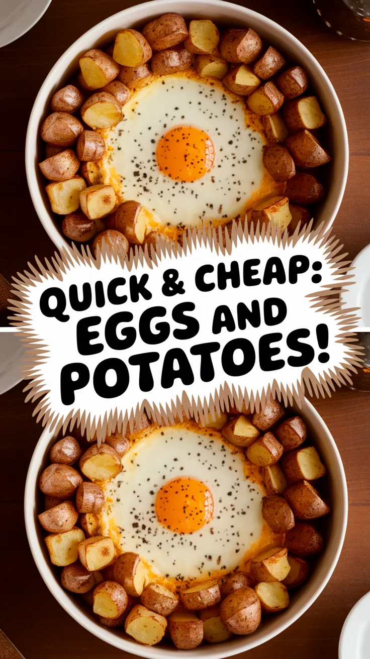 Delicious microwave egg and canned potatoes dish for easy cooking.