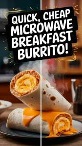 Delicious cheap microwave egg and cheese burrito served on a plate.