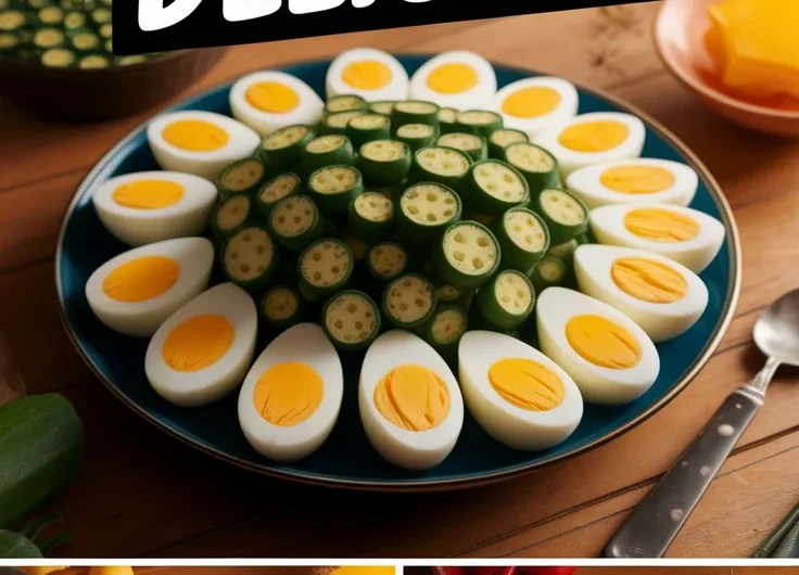 Microwave Scrambled Eggs with Canned Diced Okra