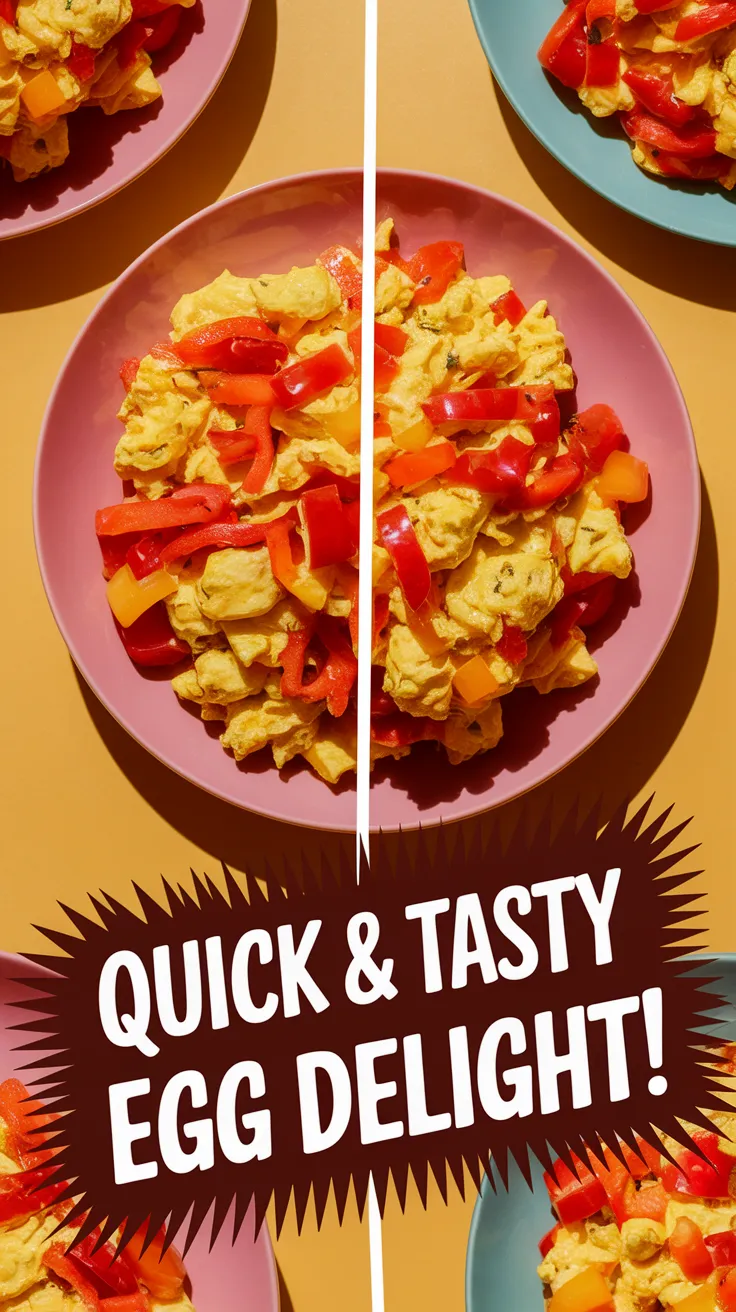 Quick microwave egg dish with canned diced peppers for a cheap and tasty meal.