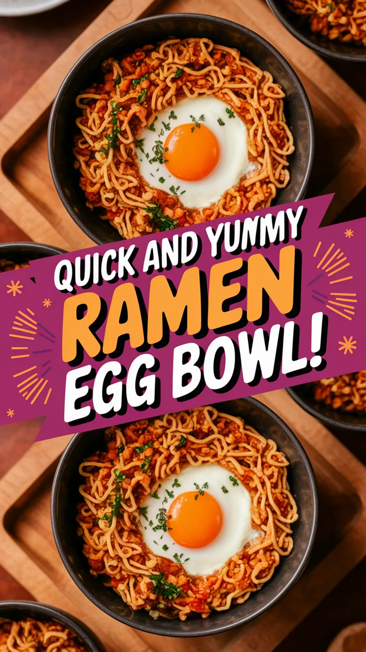 Delicious microwave ramen stir-fry with egg on top