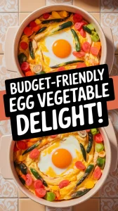 Microwave egg dish with canned mixed veggies for a budget-friendly meal