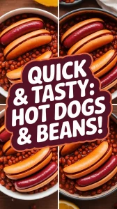 Delicious hot dogs served with beans, perfect for a cheap microwave meal.