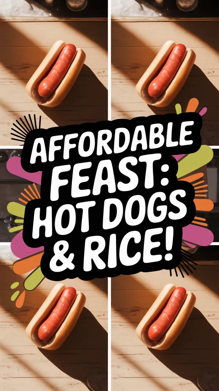 Delicious cheap microwave hot dog served with boxed rice for an affordable meal.