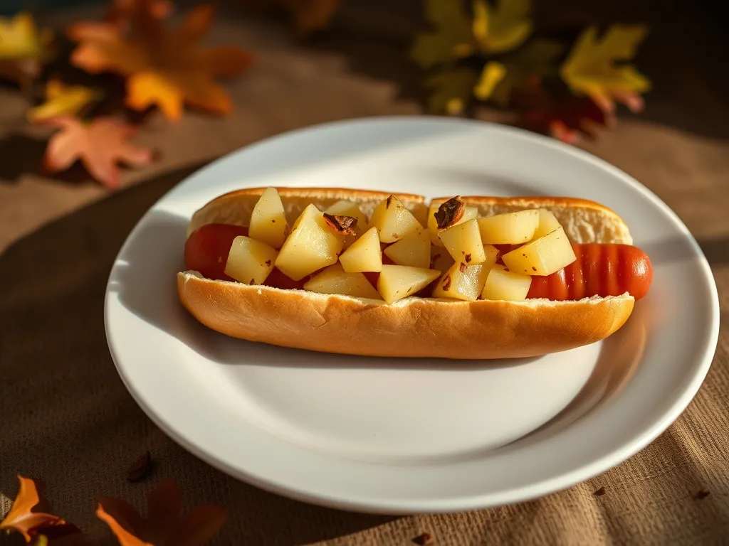 Microwave hot dog topped with canned diced parsnips, a budget-friendly meal option