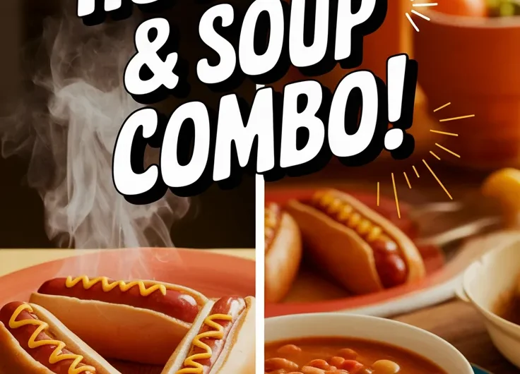 Quick Microwave Hot Dog and Canned Soup Meal