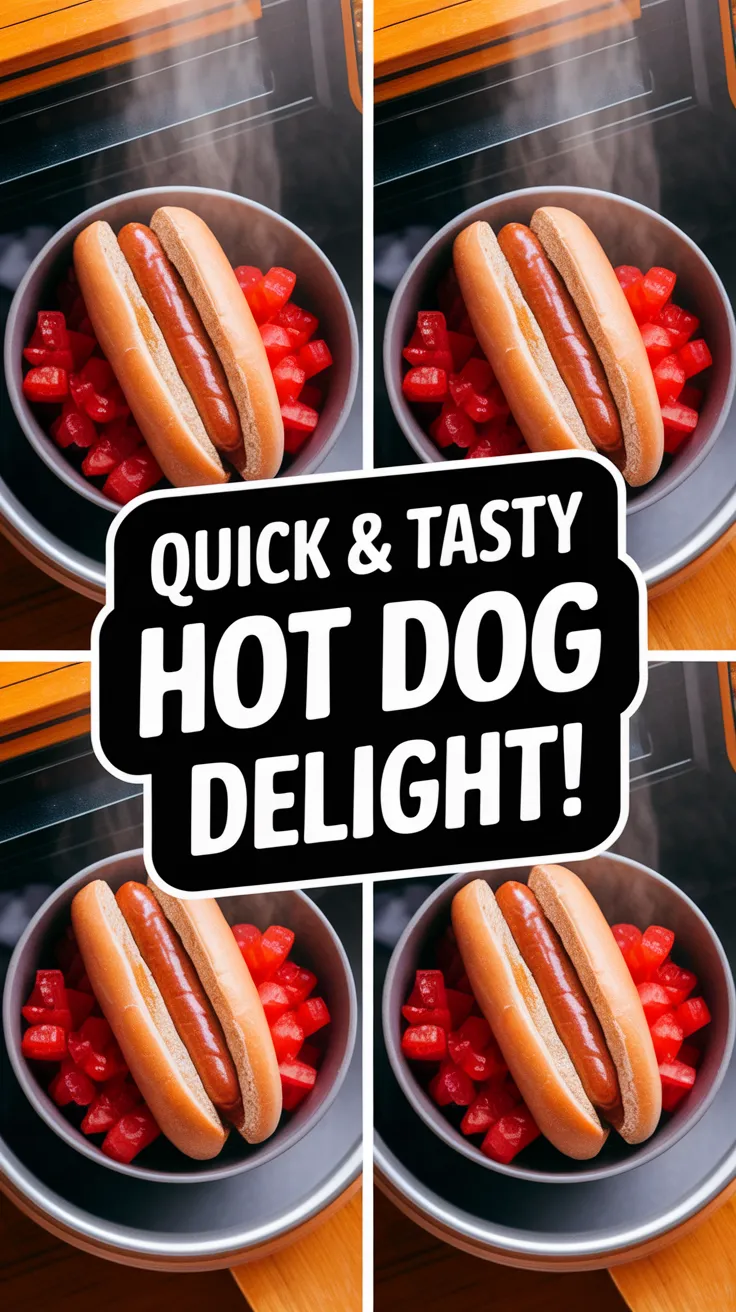 Delicious microwave hot dogs served with canned diced tomatoes