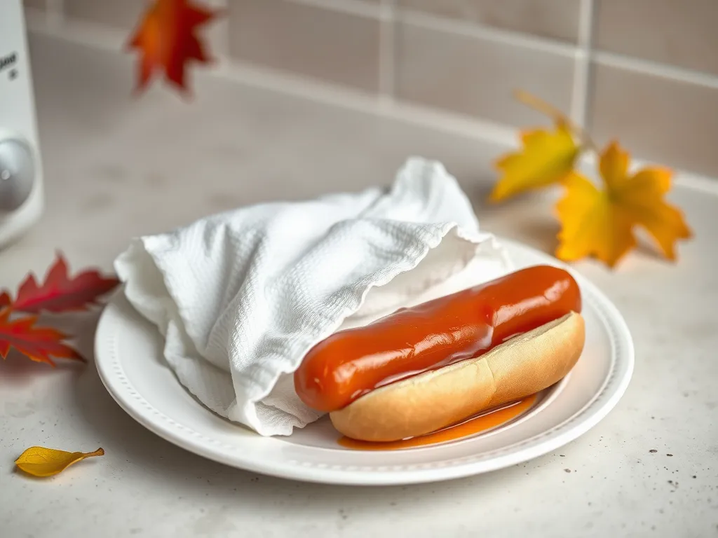 A delicious hot dog with ketchup on a white plate, perfect for a cheap meal with instant mashed potatoes.