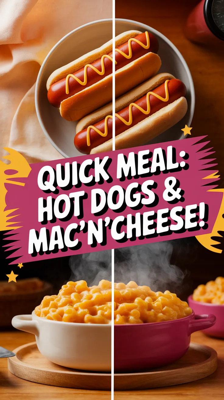 Delicious cheap microwave hot dogs and creamy mac and cheese