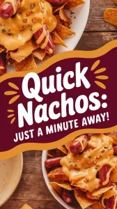 Delicious cheap microwave hot dog nachos topped with cheese and hot dogs.