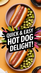 Delicious microwave hot dog served with canned diced okra