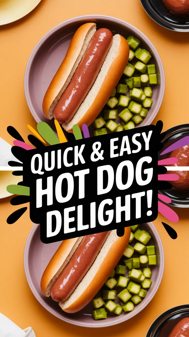 Delicious microwave hot dog served with canned diced okra