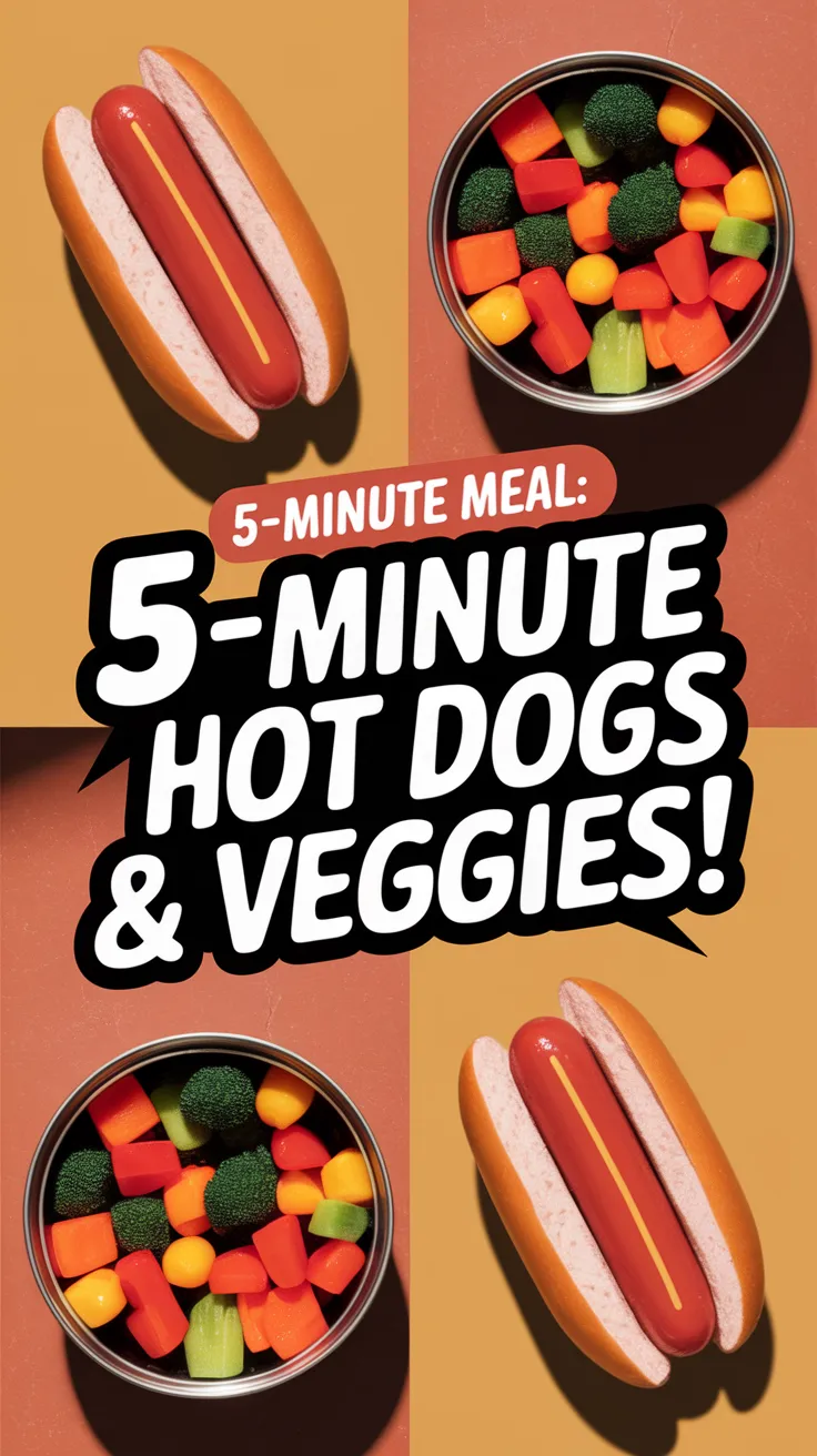 Microwave hot dogs and canned mixed vegetables for a quick meal
